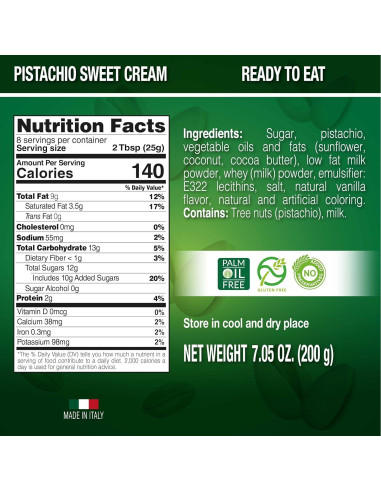Crema de Pistacho Premium SICANIA 200g - Sin Gluten, Gourmet