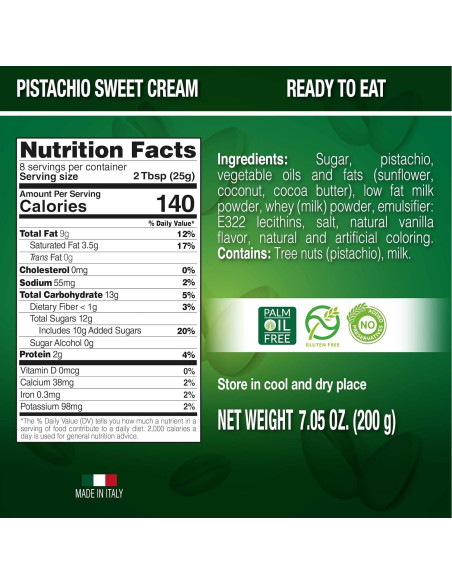 Crema de Pistacho Premium SICANIA 200g - Sin Gluten, Gourmet