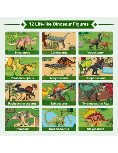 Juguetes de Dinosaurios FRUSE 12 Figuras Realistas con Alfombra Juguetes de Dinosaurios FRUSE 12 Figuras Realistas con Alfombra