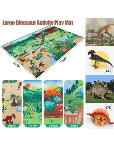 Juguetes de Dinosaurios FRUSE 12 Figuras Realistas con Alfombra