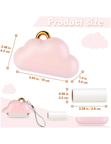 Rodillo Quitapelusas Nube Genérico Portátil Rosa 150 Hojas