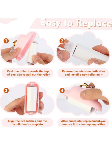 Rodillo Quitapelusas Nube Genérico Portátil Rosa 150 Hojas