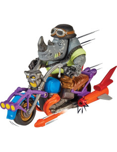 Ciclón Chopper Playmates con figura Rocksteady 11.68 cm 2