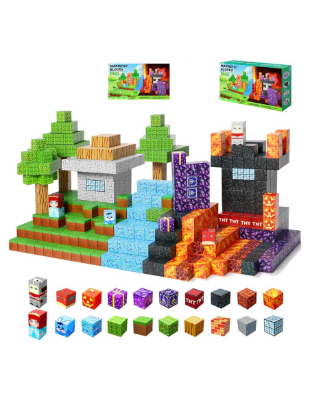 100 Piezas Bloques Magnéticos NVDILO Aventura Lava 2.5cm
