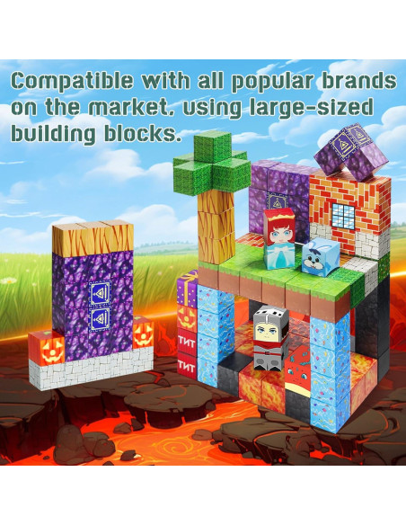 100 Piezas Bloques Magnéticos NVDILO Aventura Lava 2.5cm