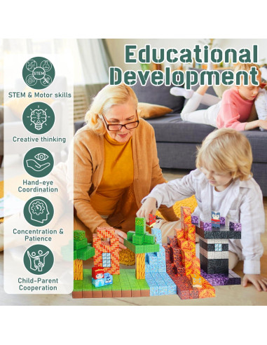 100 Piezas Bloques Magnéticos NVDILO Aventura Lava 2.5cm