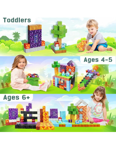 100 Piezas Bloques Magnéticos NVDILO Aventura Lava 2.5cm