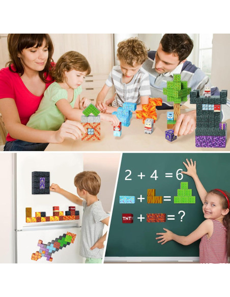 100 Piezas Bloques Magnéticos NVDILO Aventura Lava 2.5cm