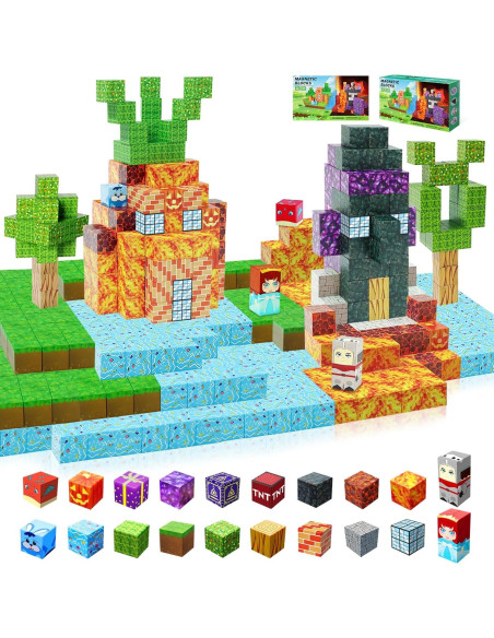 100 Piezas Bloques Magnéticos NVDILO Aventura Lava 2.5cm