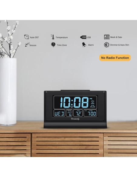 Reloj Despertador Digital DreamSky Negro con USB y Alarma Reloj Despertador Digital DreamSky Negro con USB y Alarma