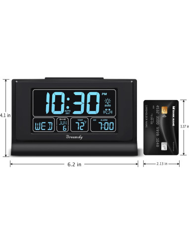 Reloj Despertador Digital DreamSky Negro con USB y Alarma