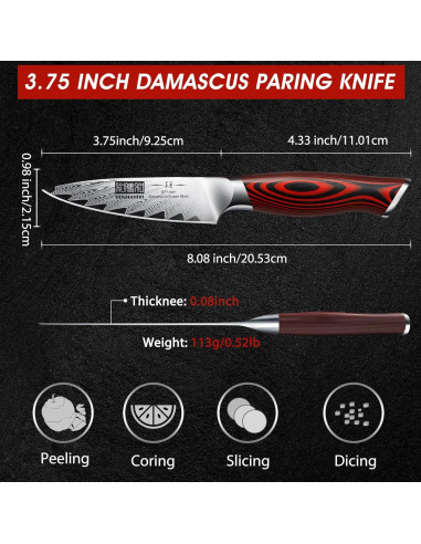 Cuchillo de Pelar HOSHANHO 9.5 cm Acero Damasco Afilado