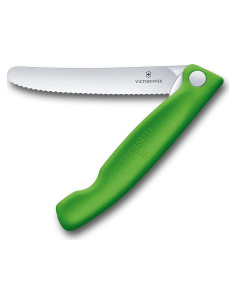Cuchillo de Pelar Plegable Victorinox 10.9 cm Verde Bisel Serrado