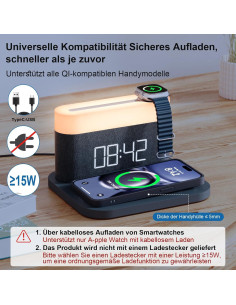 Reloj Despertador HOURUNTAIL S26W Carga Inalámbrica 15W 2