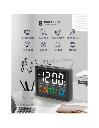 Reloj Despertador Digital JALL V1021 Pantalla LED 13.97cm