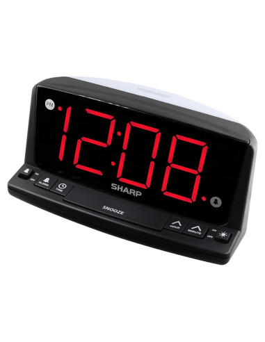 Reloj Despertador Digital Sharp LED Rojo - Números Grandes