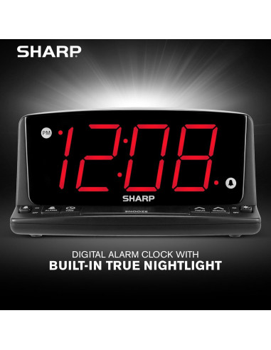 Reloj Despertador Digital Sharp LED Rojo - Números Grandes