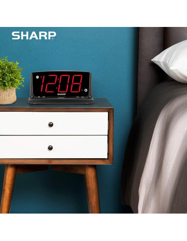 Reloj Despertador Digital Sharp LED Rojo - Números Grandes