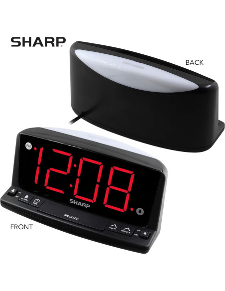 Reloj Despertador Digital Sharp LED Rojo - Números Grandes