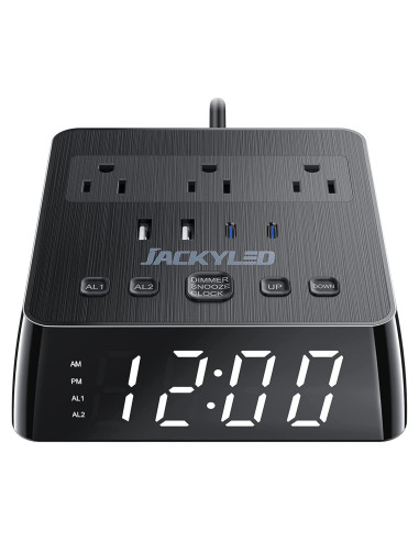 Reloj Despertador JACKYLED con 4 USB y Doble Alarma
