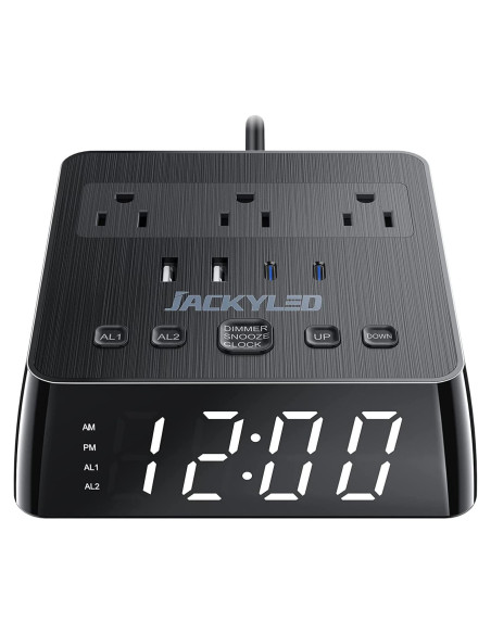 Reloj Despertador JACKYLED con 4 USB y Doble Alarma