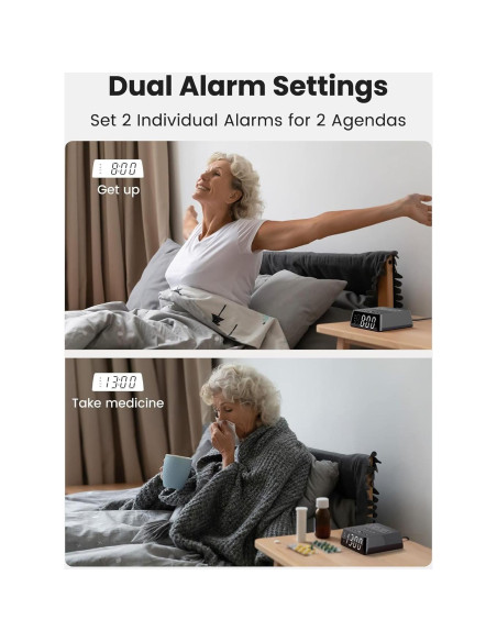 Reloj Despertador JACKYLED con 4 USB y Doble Alarma