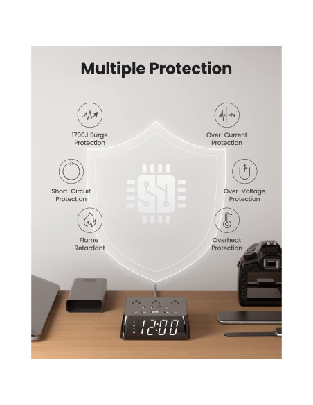 Reloj Despertador JACKYLED con 4 USB y Doble Alarma