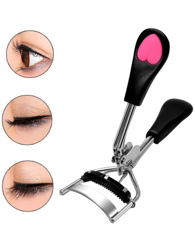 Rizador de Pestañas Pinkiou con Peine y Mango Ergonómico
