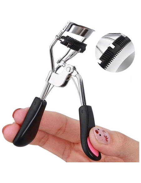 Rizador de Pestañas Pinkiou con Peine y Mango Ergonómico