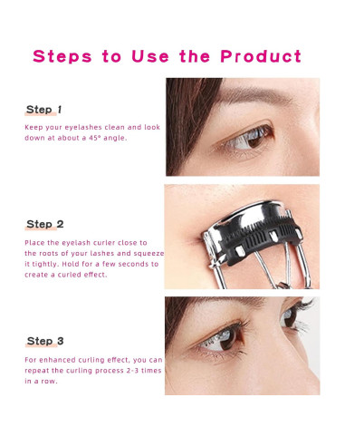 Rizador de Pestañas Pinkiou con Peine y Mango Ergonómico