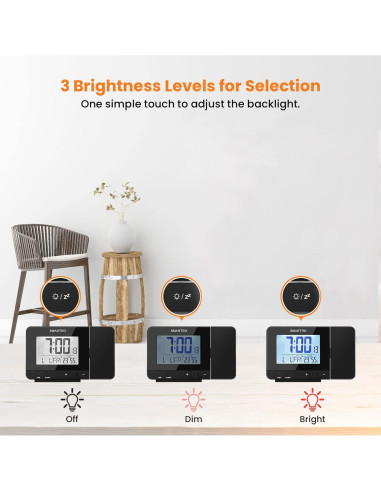 Reloj Despertador Digital SMARTRO con Proyector y USB