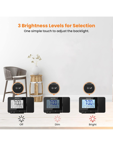 Reloj Despertador Digital SMARTRO con Proyector y USB