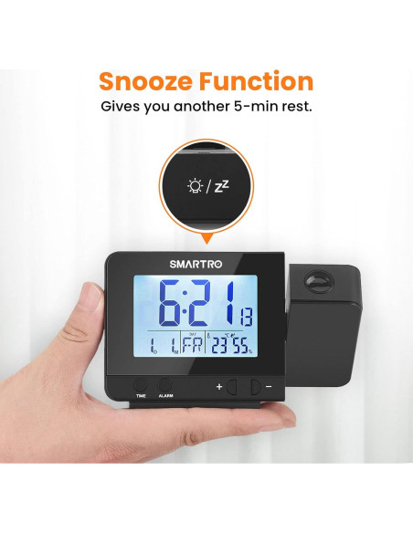 Reloj Despertador Digital SMARTRO con Proyector y USB