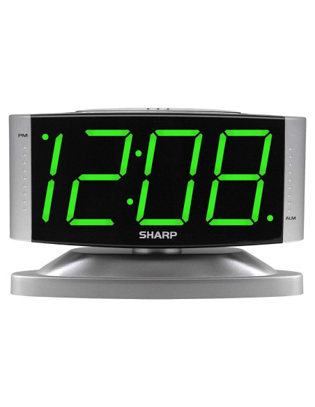 Reloj Despertador Digital SHARP LED Verde - Base Giratoria