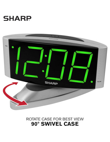 Reloj Despertador Digital SHARP LED Verde - Base Giratoria