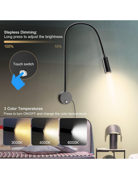 Luz de Lectura LED ERAY 15" (38 cm) Regulable con USB - Paquete de 2