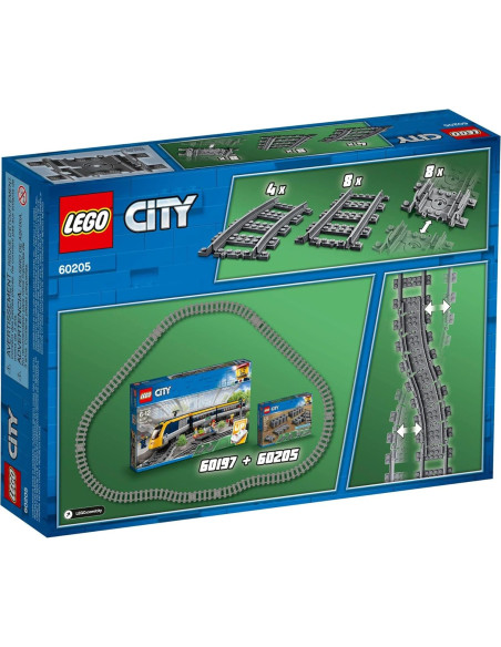 LEGO City 60205 - Juego de Expansión de Pistas de Tren 20 Piezas