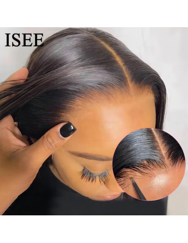 ISEE HAIR Peluca Recta 50 cm Cabello Humano Sin Pegamento