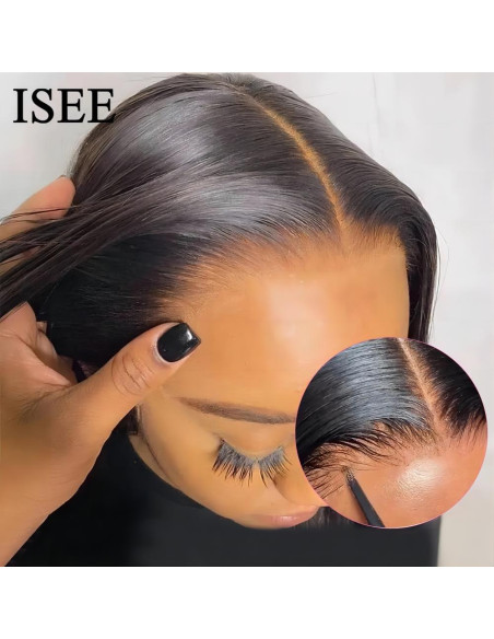 ISEE HAIR Peluca Recta 50 cm Cabello Humano Sin Pegamento