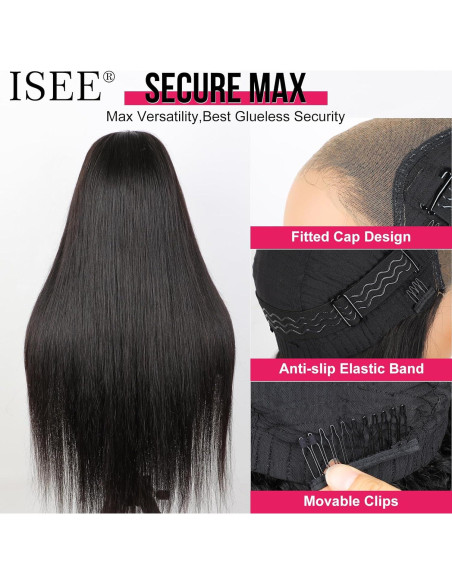 ISEE HAIR Peluca Recta 50 cm Cabello Humano Sin Pegamento