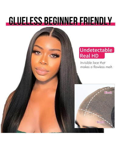 ISEE HAIR Peluca Recta 50 cm Cabello Humano Sin Pegamento