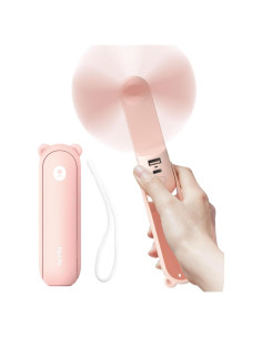 Ventilador de Mano JISULIFE F8X Plegable 3 Velocidades Rosa