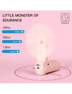 Ventilador de Mano JISULIFE F8X Plegable 3 Velocidades Rosa 2