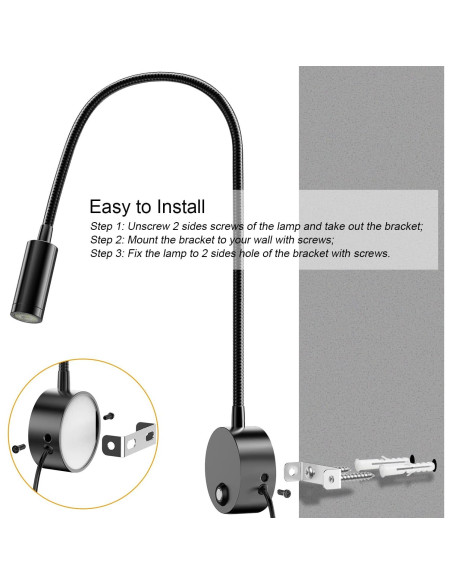 Luz de Lectura LED ERAY 15" (38 cm) Regulable con USB - Paquete de 2