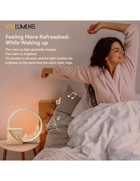 Reloj Despertador Vivilumens Luz Amanecer con USB y Sonidos