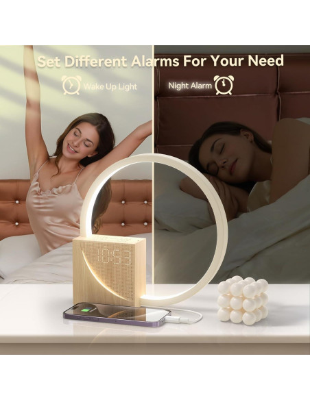 Reloj Despertador Vivilumens Luz Amanecer con USB y Sonidos