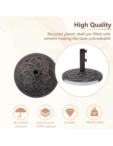 Base Redonda C-Hopetree 12 kg para Sombrilla de Patio Bronce