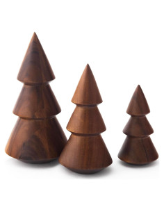 Trío de Árboles de Madera Nambe - Figuras Mini Navidad 25.4 cm