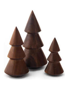Trío de Árboles de Madera Nambe - Figuras Mini Navidad 25.4 cm 2
