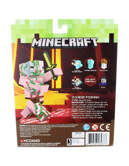 Figura Zombie Pigman Minecraft Jazwares 6,99 cm articulada